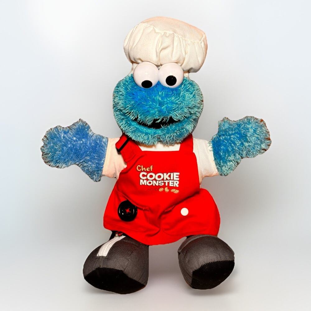 Chef Cookie Monster Plush Sesame Street Stuffed Toy Apron Hat